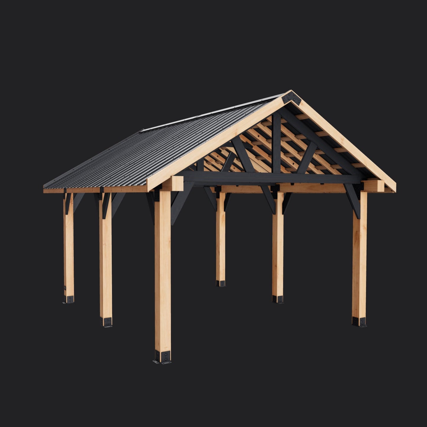 Lodge | 16x14 Cedar and Steel Gazebo with Steel Roof