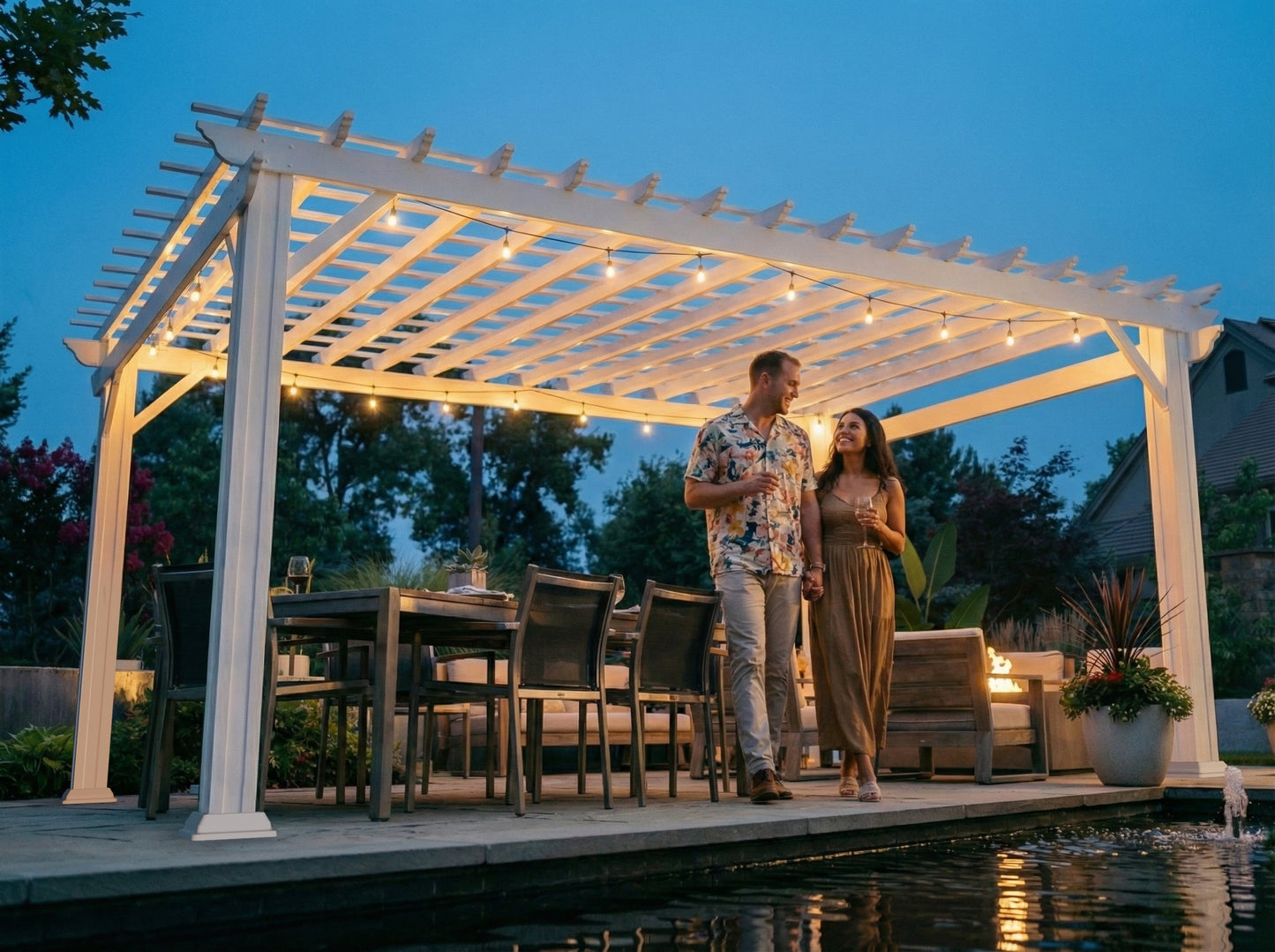 Stratford | 14x10 Steel Pergola – White