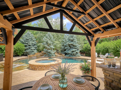 Lodge | 19x14 Cedar and Steel Gazebo with Steel Roof