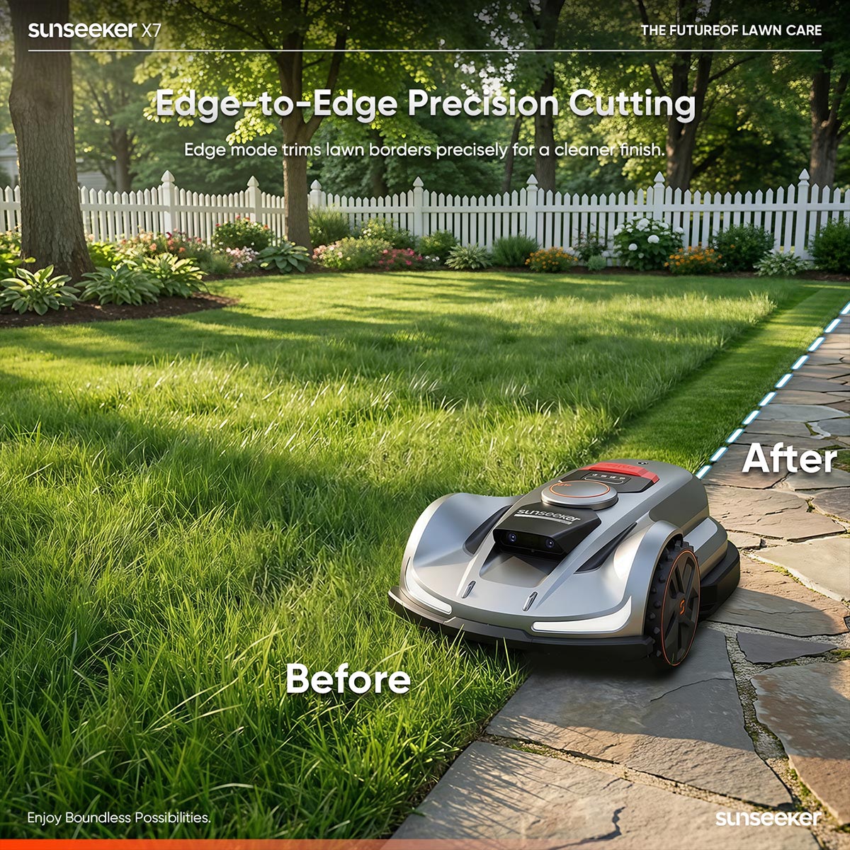 Sunseeker X7 Wireless AI Robot Lawn Mower + Blades Kit, Wire-Free Perimeter