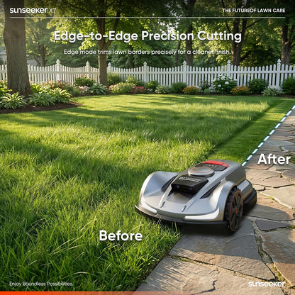 Sunseeker X7 Wireless AI Robot Lawn Mower + Blades Kit, Wire-Free Perimeter