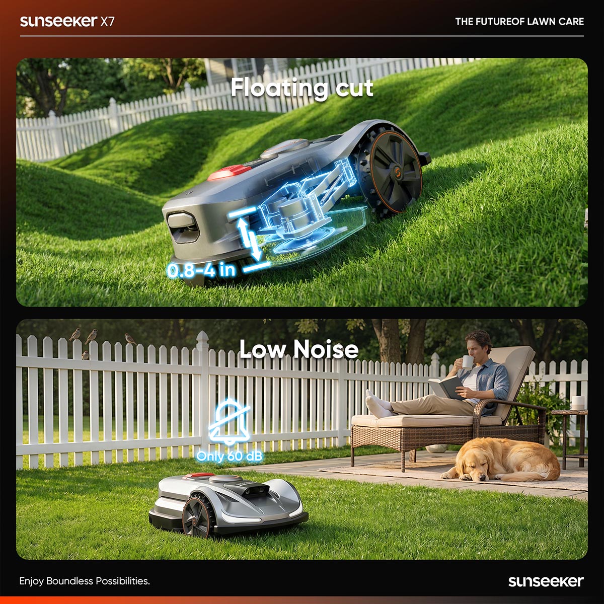 Sunseeker X7 Wireless AI Robot Lawn Mower | 0.75 Acre AWD