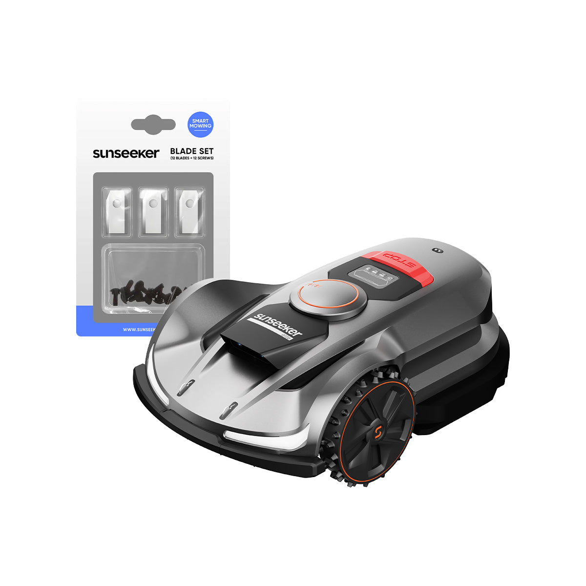 Sunseeker X7 Wireless AI Robot Lawn Mower + Blades Kit, Wire-Free Perimeter