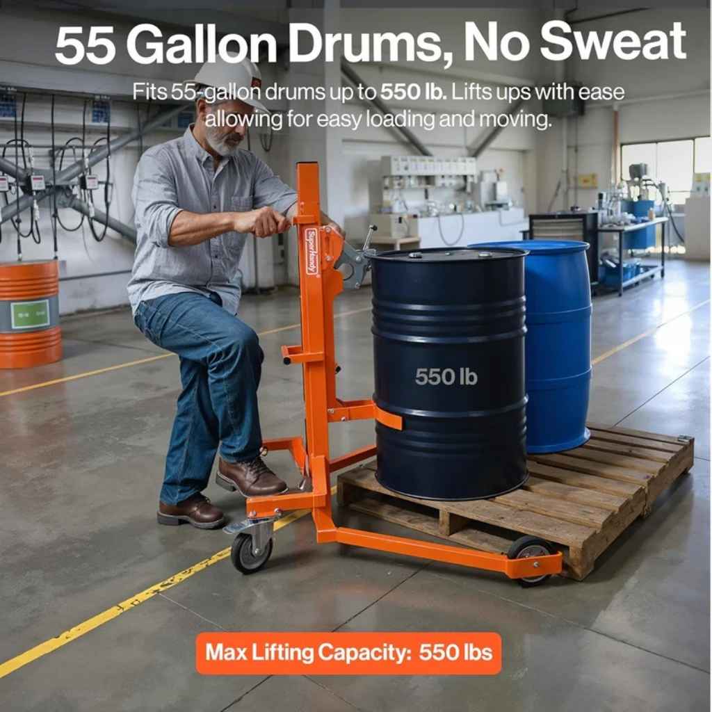 SuperHandy 55 Gal Drum Lifter - 550 LB Capacity