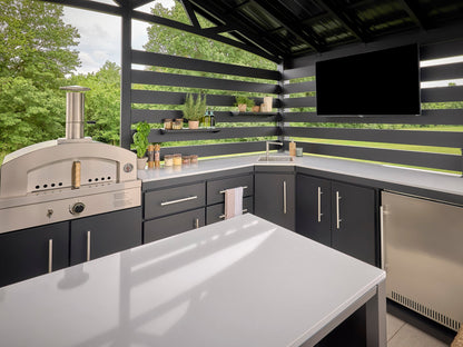 Langston | Covered Walk-In Outdoor Kitchen with Built-In Grill & Pizza Oven