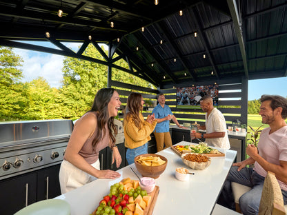 Langston | Covered Walk-In Outdoor Kitchen with Built-In Grill & Pizza Oven