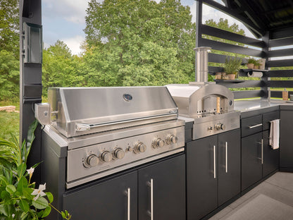 Langston | Covered Walk-In Outdoor Kitchen with Built-In Grill & Pizza Oven