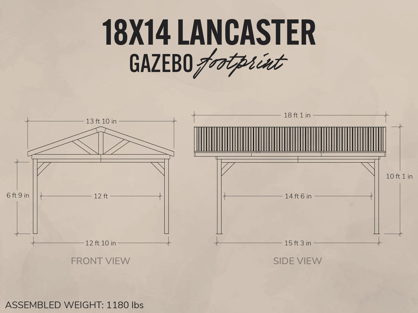 Lancaster | 18x14 Steel Gazebo with Gable Roof
