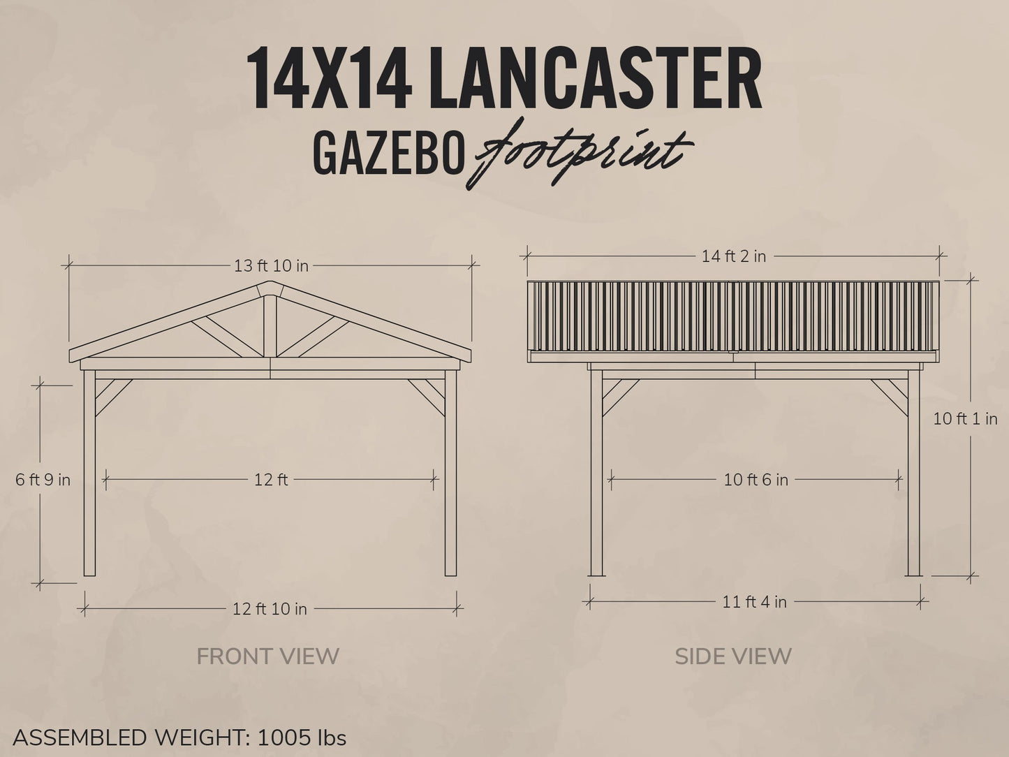 Lancaster | 14x14 Steel Gazebo with Gable Roof