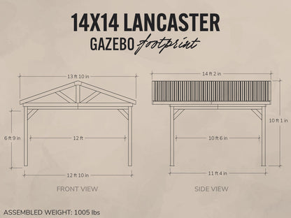 Lancaster | 14x14 Steel Gazebo with Gable Roof