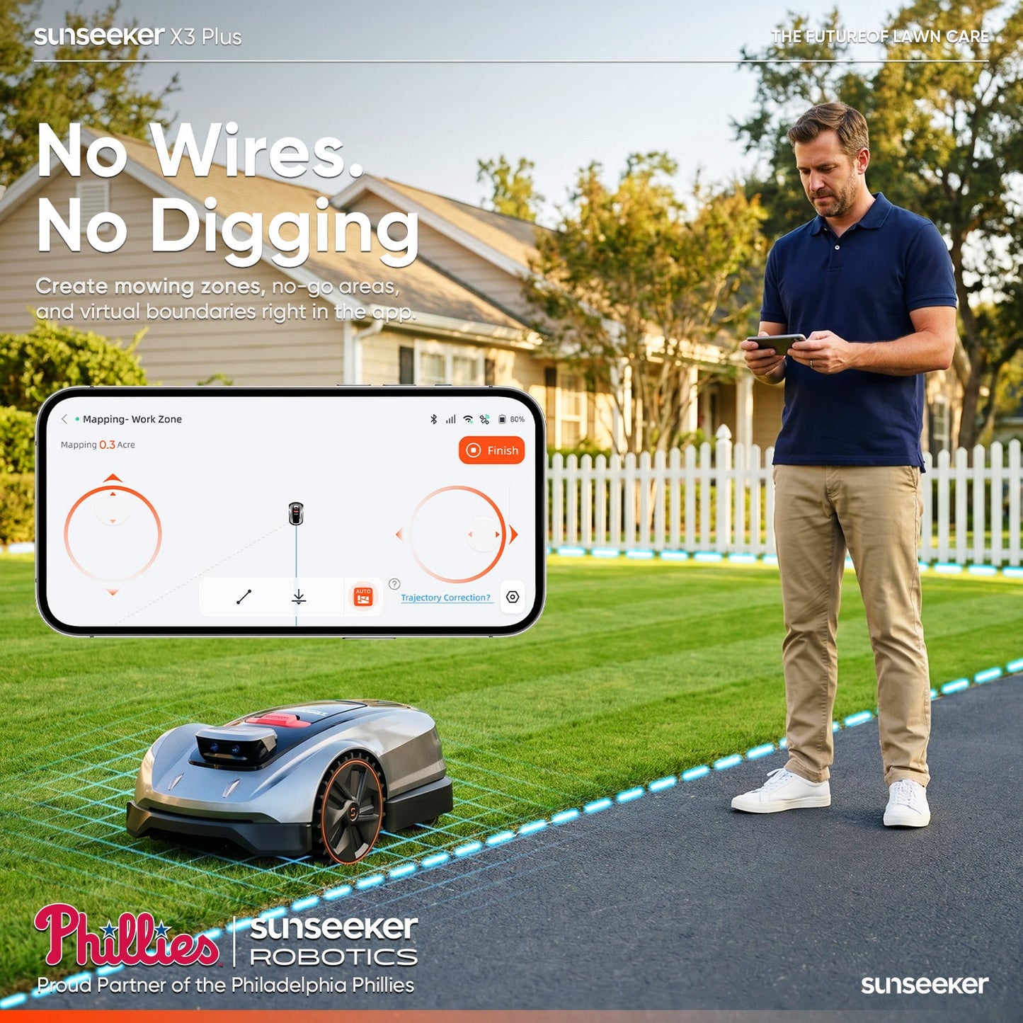 Sunseeker X3 Plus Wireless AI Robot Lawn Mower | 0.3 Acre