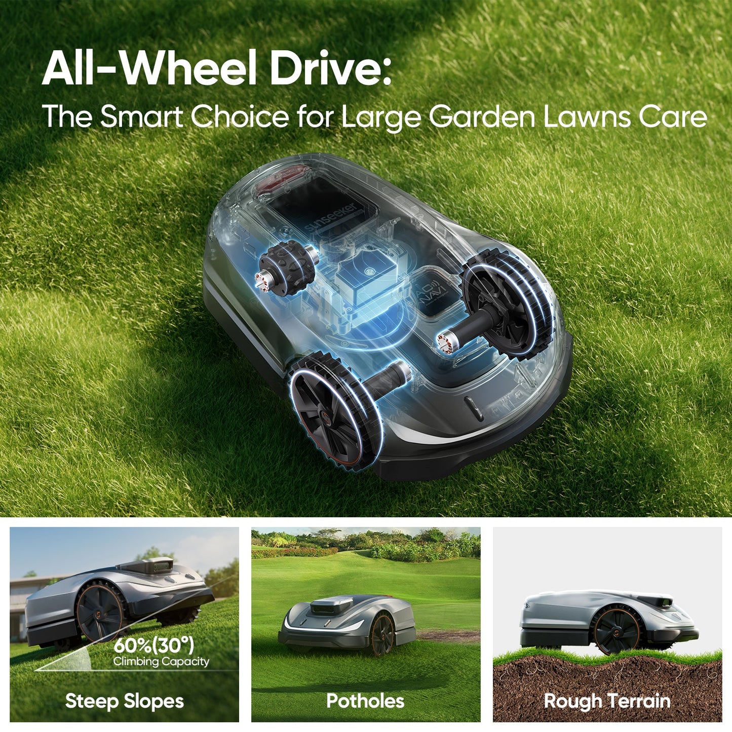 Sunseeker X5 Robot Mower + Blades Kit, Wire-Free Perimeter