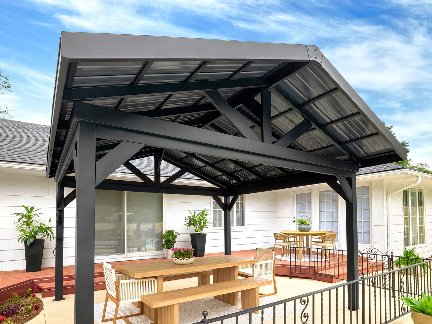 Lancaster | 14x14 Steel Gazebo with Gable Roof