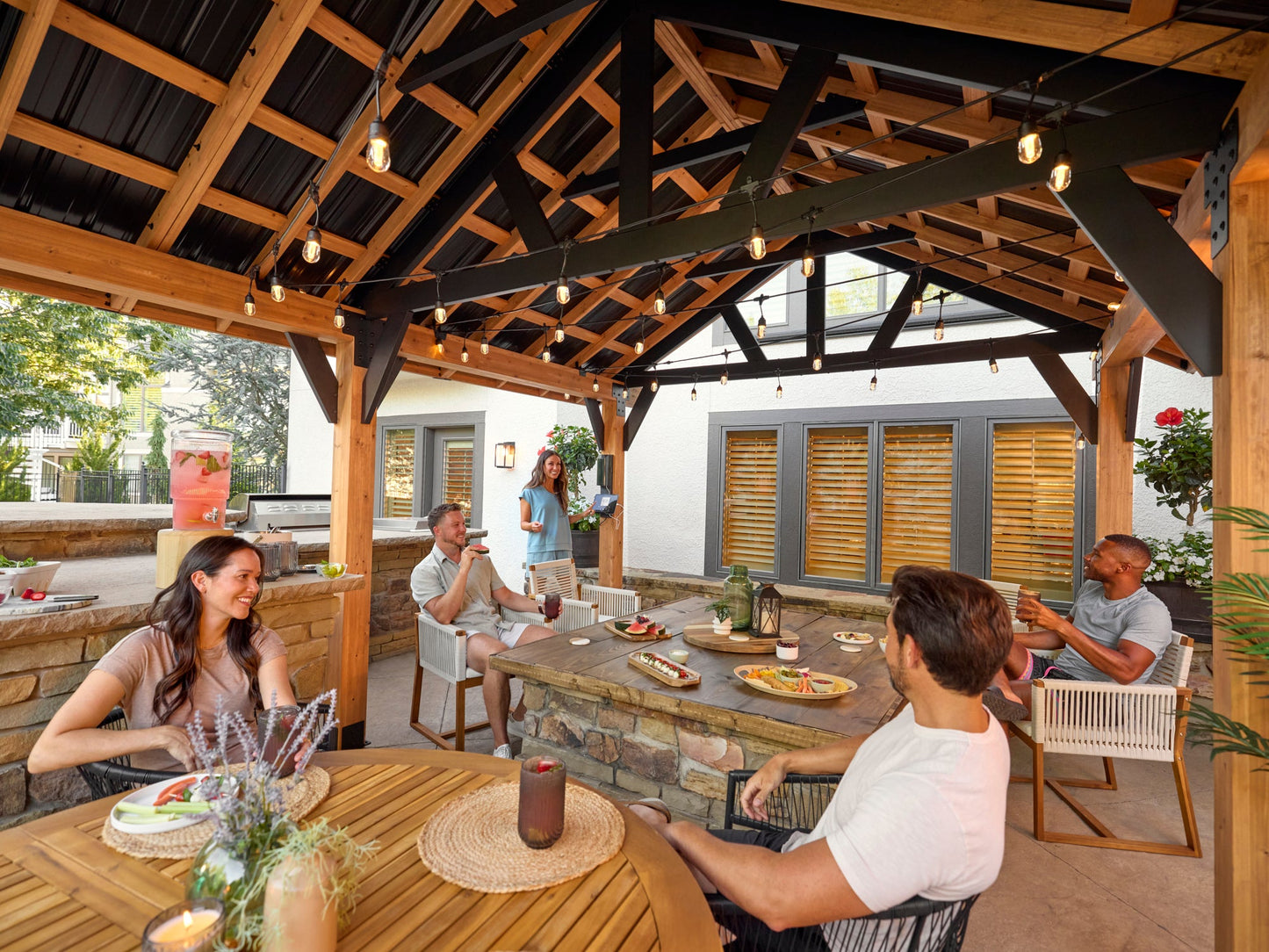 Lodge | 19x14 Cedar and Steel Gazebo with Steel Roof