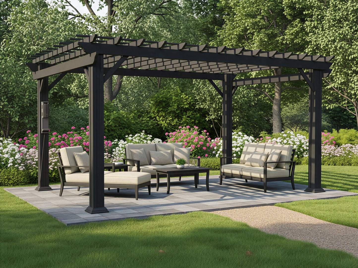 Stratford | 14x10 Steel Pergola – Black