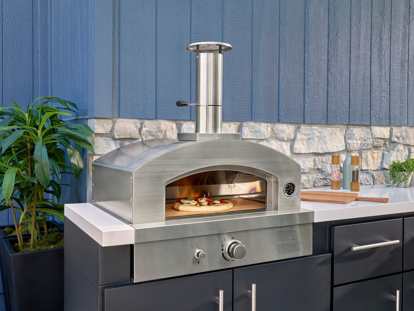 Emory | Corner Outdoor Kitchen Island with Built-In Grill & Pizza Oven