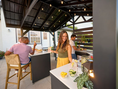 Langston | Covered Appliance-Ready Outdoor Kitchen with Refrigerator & Sink