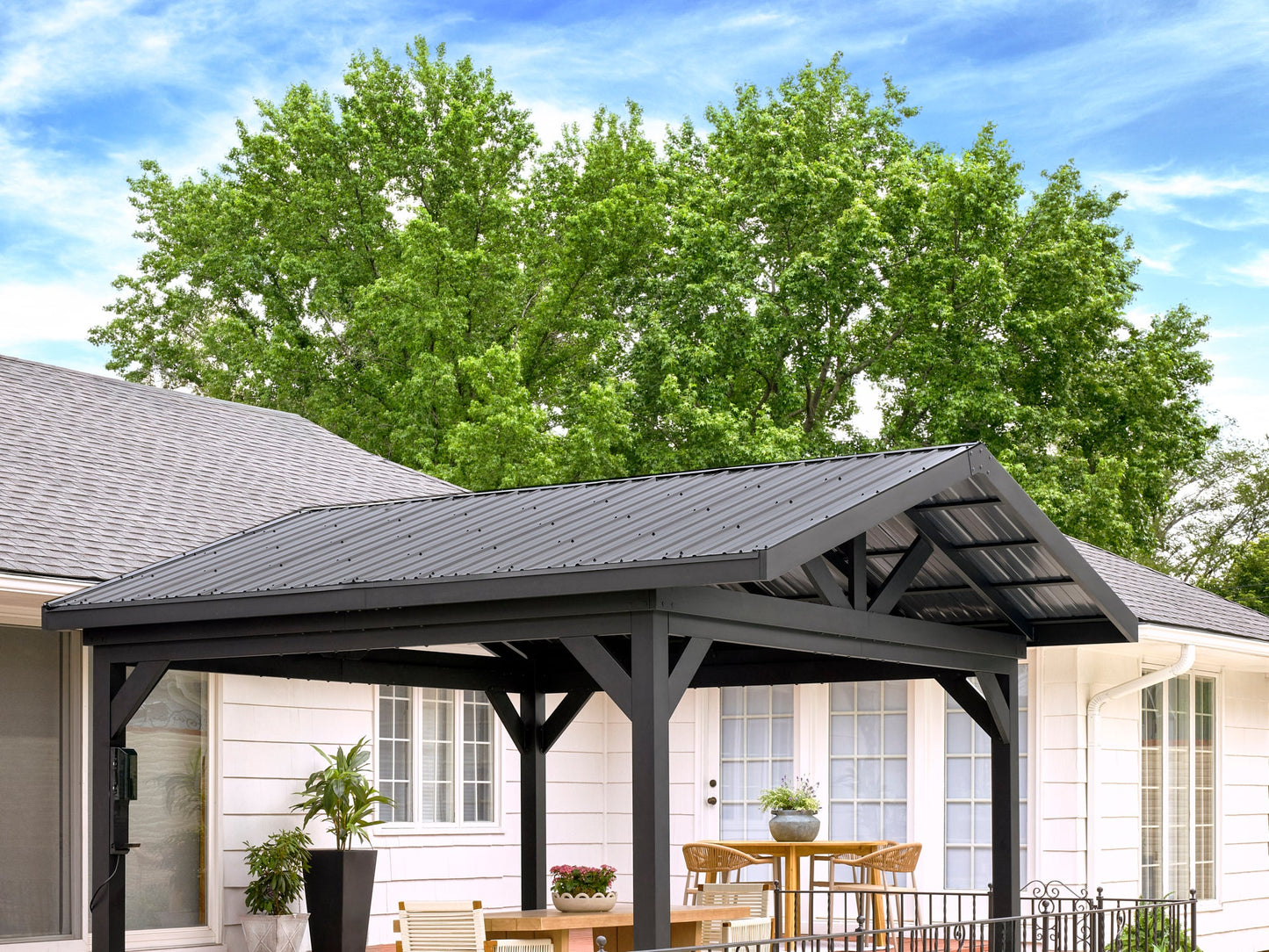 Lancaster | 14x14 Steel Gazebo with Gable Roof