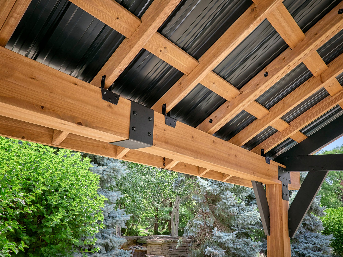 Lodge | 19x14 Cedar and Steel Gazebo with Steel Roof