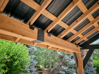 Lodge | 19x14 Cedar and Steel Gazebo with Steel Roof