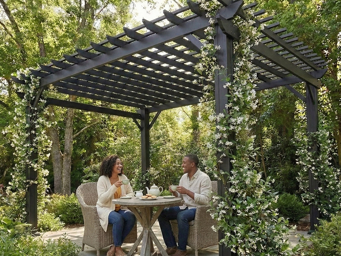 Stratford | 14x10 Steel Pergola – Black