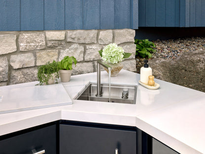 Emory | Corner Outdoor Kitchen Island with Built-In Grill & Pizza Oven